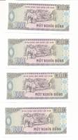 Vietnám 1988. 1000D (4x) sorszámkövető "RM 7606351 - RM 7606354" T:UNC
Vietnam 1988. 1000...