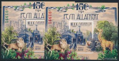 2016 150 éves a pesti állatkert túlfogazott + vágott blokk azonos sorszámmal (27.000)