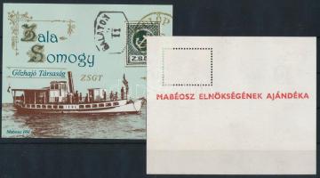1991 DDSG-ZSGT Gőzhajózási társaság emlékív pár, "MABÉOSZ Elnökségének ajándéka" hátoldali...
