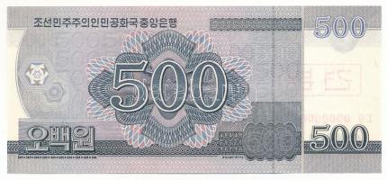 Észak-Korea 2008. 500W "00000000" sorszámmal, piros koreai "MINTA" felülbélyegzé...
