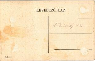 1913 Brassó, Kronstadt, Brasov; Városház, üzletek. W. L. 113. / town hall, shops (Rb)