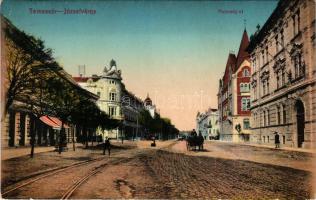 Temesvár, Timisoara; Józsefváros, Hunyadi út, villamos / Iosefin, street view (Rb)