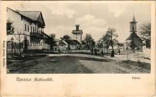1913 Bethlen, Betlen, Beclean; Fő tér, kerékpár. Kajári István kiadása / main street, bicycle (EK)
