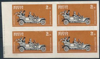 1970 Az autó története 2Ft vágott fázisnyomat gumi nélküli papíron ívsarki négyestömbben, a lila, a ...