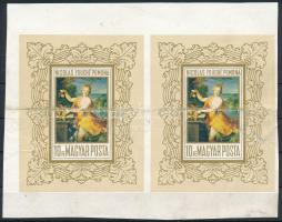 1969 Festmény VI. blokk gumi nélküli fázisnyomat pár ívszélekkel (középen hajtott, sérült / folded, ...