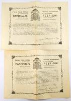 1908-1909 Kubányi Kornél nevére kiállított egyházi iratok