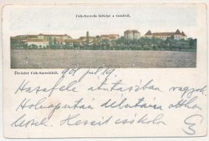 1901 Csíkszereda, Miercurea Ciuc; látkép a vasútról / view (vágott / cut)