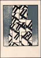 Csáji Attila (1939-2015): Rovásjelek (cím nélkül). Szitanyomat, papír, jelzett, számozott (48/100), ...