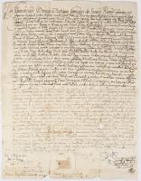 1656 A Pécsujfalusi Péchy armalisának (nemesi címeres levelének) kihirdetéséről szóló oklevél Sáros ...