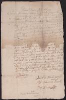 1668 Szenthe Bálint alnádor, aranysarkantyús lovag nevében írt irat kissé későbbi egyszerű másolata....