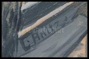 Anitz jelzéssel, XIX sz. vége/XX. sz. eleje: Női aktok és vadász puskával. Tempera, karton, jelzett,...