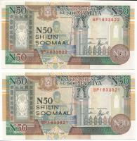 Szomália 1991. 50Sh (2x) sorszámkövetők "BP1833821 - BP1833822" T:UNC
Somalia 1991. 50 Sh...