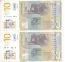 Szerbia 2013. 10D (2x) sorszámkövetők "BF 5716217 - BF 5716218" T:UNC
Serbia 2013. 10 Din...