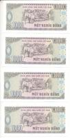 Vietnám 1988. 1000D (4x) sorszámkövető "RM 7606347 - RM 7606350" T:UNC
Vietnam 1988. 1000...