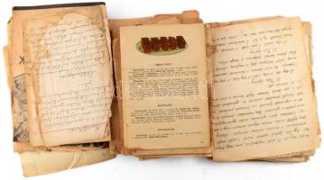 ca 1930-1960 Vegyes kézzel írt receptgyűjtemények és receptkönyvek egy zacskónyi, vegyes állapotban