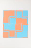 Oskar Putz (1940-): Geometrikus kompozíció. Szitanyomat, papír, jelzett, számozott (43/150). 40x40 c...