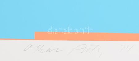 Oskar Putz (1940-): Geometrikus kompozíció. Szitanyomat, papír, jelzett, számozott (43/150). 40x40 c...