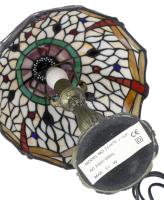 Tiffany jellegű asztali lámpa. Ólomkeretes üveg, fém. Működő, jó állapot 40 cm