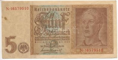 Német Harmadik Birodalom 1942. 5M "N 16579510" T:F
German Third Empire 1942. 5 Reichsmark...