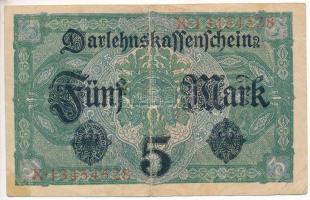 Német Birodalom 1917. 5M "X 13454528" T:F
German Empire 1917. 5 Mark "X 13454528&quo...