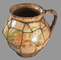 Fazék. Tiszafüred, 19. sz. középső harmada, sérült, restaurált, drótozott, m: 24 cm