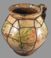 Fazék. Tiszafüred, 19. sz. középső harmada, sérült, restaurált, drótozott, m: 24 cm