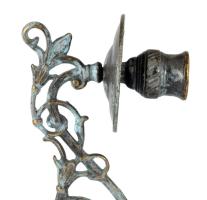 cca 1900 Bronz pianino gyertyatartó pár, h: 22 cm