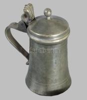 19. sz. Antik ón tál és korsó, közt jelzett, d: 22 cm