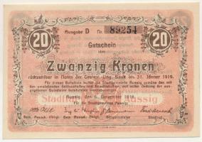 Ausztria 1919. Aussig an der Elbe (Ústí nad Labem) 20K szükségpénz T:F szép papír
Austria 1919. Aus...