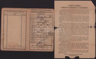 1944 M. kir. "Dobó István" 14. honvéd gyalogezred I. zlj. katonája katonakönyve, minisztér...