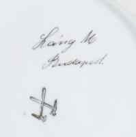 Láng Mihály Budapest kézzel festett dísztányér, jelzett, kopással, d: 19,5 cm