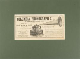 ca 1900 Columbia phonograph Co. reklám 21x10 cm paszpartuzva