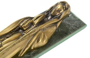 Imádkozó Mária falidísz, bronzírozott fém, talapzaton, m:27 cm