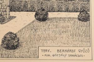 Bernárdy Győző (XX. sz. eleje): Lakóház terve. Tus, papír, jelzett. Lapszéli apró elszíneződésekkel ...