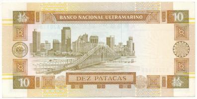 Makaó 1991. 10P "AJ011886" T:F szép papír
Macau 1991. 10 Patacas "AJ011886" C:F...