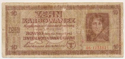 Ukrajna / Német megszállás 1942. 10K "19 0047208" T:VG
Ukraine / German occupation 1942. ...