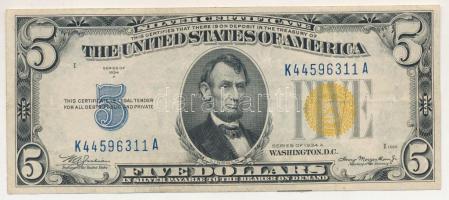 Amerikai Egyesült Államok 1934-1945. (1934A) 5$ "K44596311A" "Silver Certificate - ki...