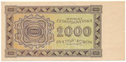 Csehszlovákia 1945. 2000K "SPECIMEN" perforációval, "5 Ra 035897" T:F szép papír...