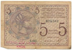 Jugoszlávia / Szerb-Horvát-Szlovén Királyság 1919. 5D "20K" felülbélyegzéssel, "078,5...