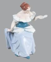 Royal Dux porcelán hölgy tükörrel, jelzett, hibátlan, m: 15,5 cm