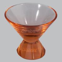 Moser stílusú art deco italos készlet 6 pohárral anyagában színezett barack színű, minimális kopássa...