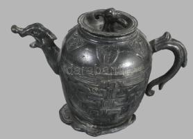 Antik kínai ón vitrintárgy, talpa megcsiszolt, m: 7 cm