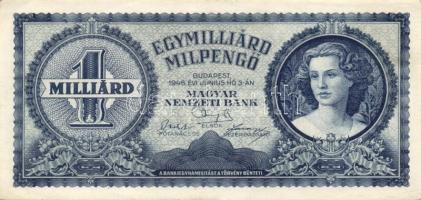 1945-1946. 1000P-től 1.000.000.000BP-ig 21db klf magyar bankjegy, komplett inflációs kiadás, közte s...