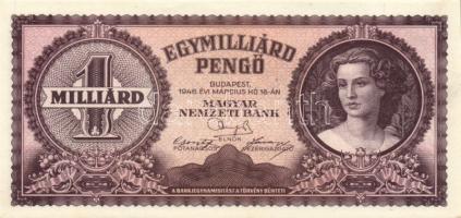 1945-1946. 1000P-től 1.000.000.000BP-ig 21db klf magyar bankjegy, komplett inflációs kiadás, közte s...