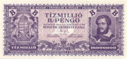 1945-1946. 1000P-től 1.000.000.000BP-ig 21db klf magyar bankjegy, komplett inflációs kiadás, közte s...