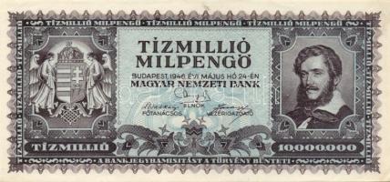 1945-1946. 1000P-től 1.000.000.000BP-ig 21db klf magyar bankjegy, komplett inflációs kiadás, közte s...