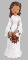 Sződi Katalin: virágcsokorral, mázas kerámia, jelzett, pattogzásokkal, m: 26 cm