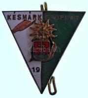 1937. "Késmárk Csoport" zománcozott bronz turistajelvény (22x22mm) T:XF zománchiba