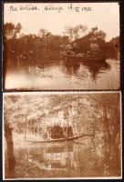 1915 A Száva folyón csónakkal járőröző osztrák-magyar katonák Ašanja környékén (Vajdaság, Szerbia), ...