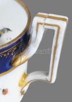 cca 1850-1880 Herendi 2 darab virágos-bogaras mintás csésze, jelzett, fülek ragasztottak, m: 9,5 cm